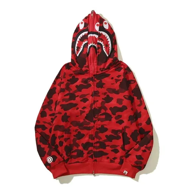 BAPE Shark Hoodie Red Camo