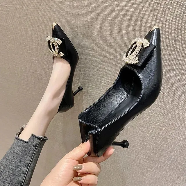 Chanel Pointed-Toe Pump Crystal CC Buckle