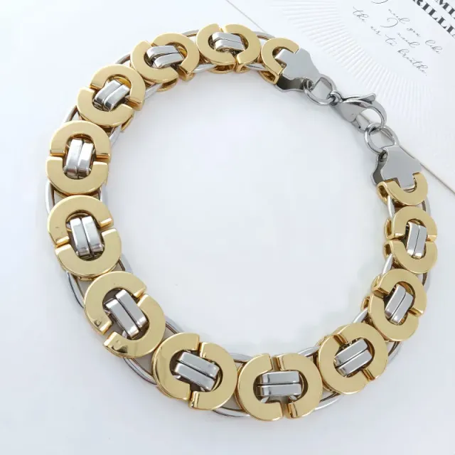 11mm钢间金色手链