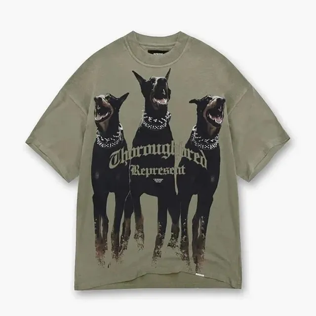 Represent Dog Print Tee Three Dobermans Graphic