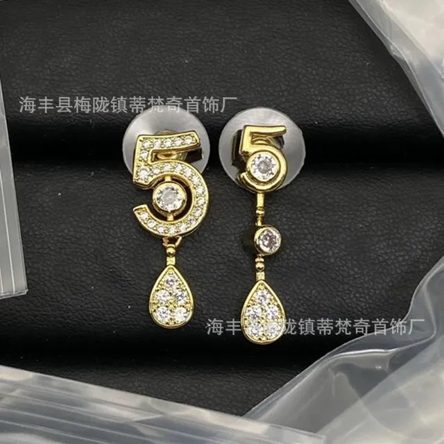 Chanel Number 5 Drop Earrings Crystal-Embellished