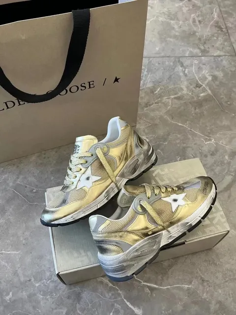 Golden Goose Super-Star Metallic Gold with Star