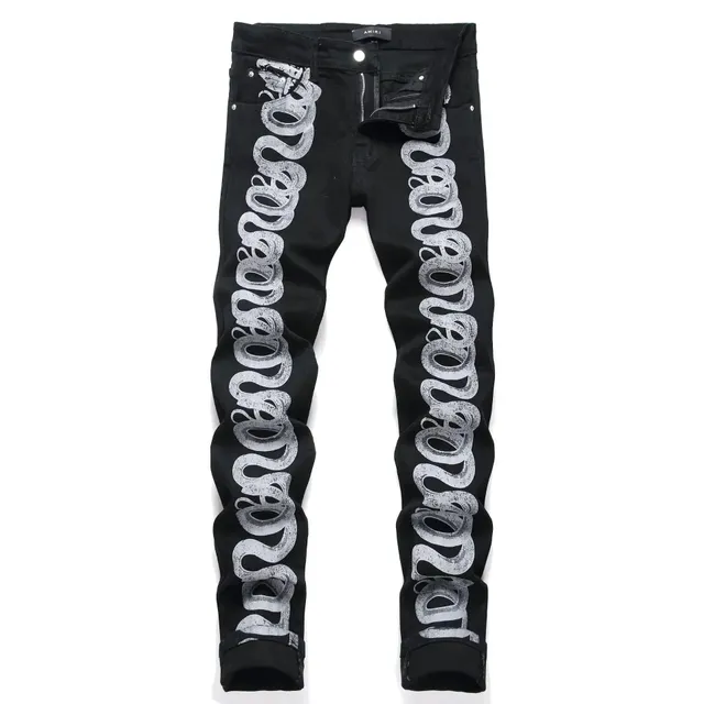 Amiri Logo Print Jeans Distressed Script
