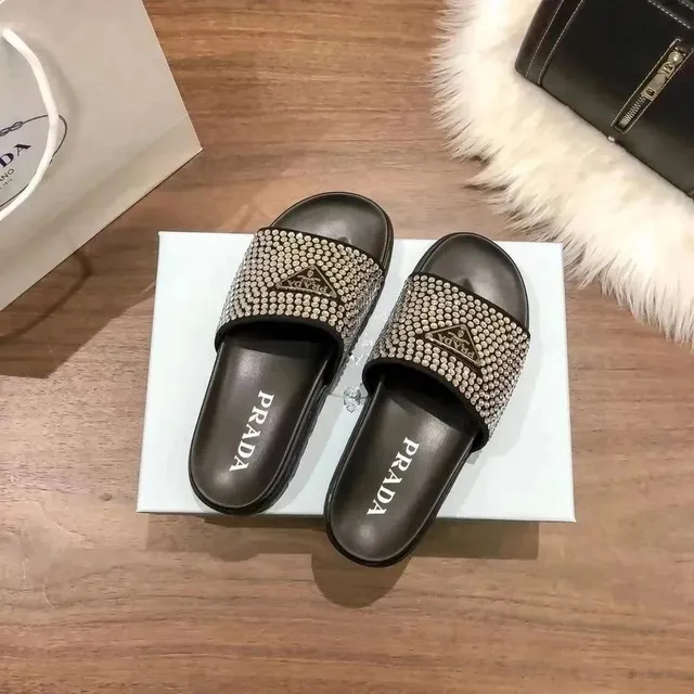 Prada Crystal-Embellished Slide Crystal Strap