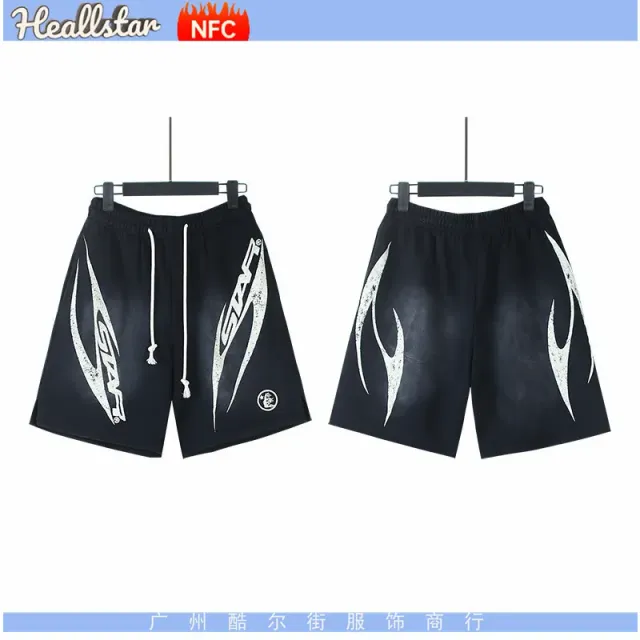 Hellstar Flame Graphic Shorts White Flame Print