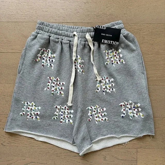 Mixed Emotion Embroidered Shorts Crystal-Embellished