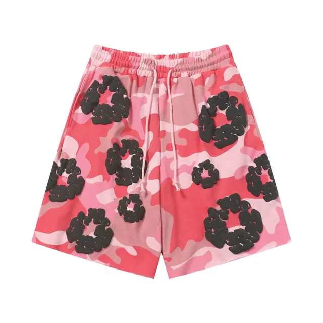 Denim Tears Camo Shorts Pink Camo with Black Logo Appliqué