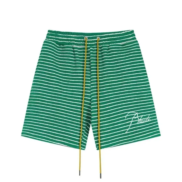 Philipp Plein Striped Terry Shorts Green and White Stripe