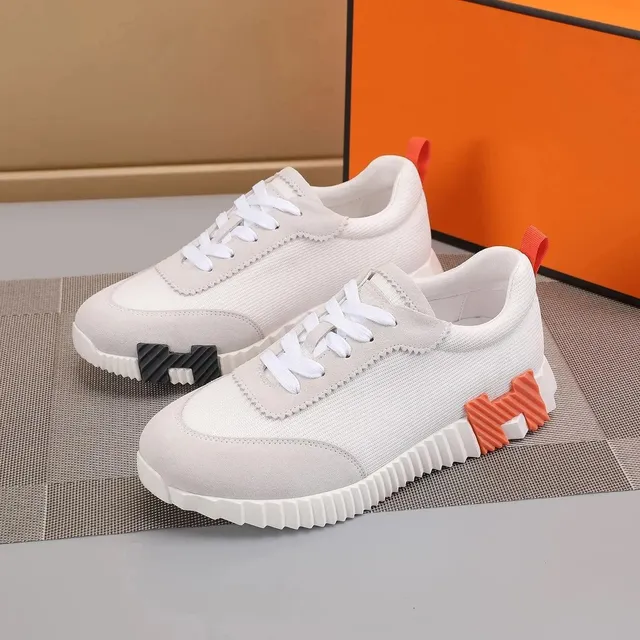 Hermès H-Logo Sneaker White with Orange and Black H-Logo