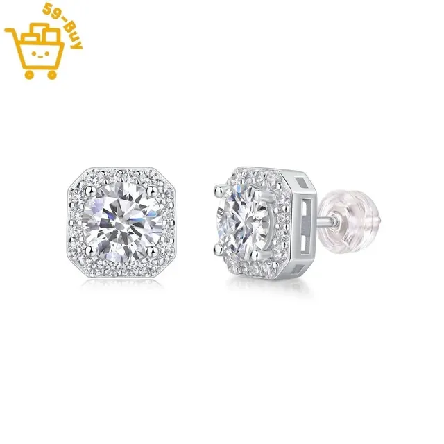 Tiffany & Co. Square Halo Stud Earrings Cubic Zirconia