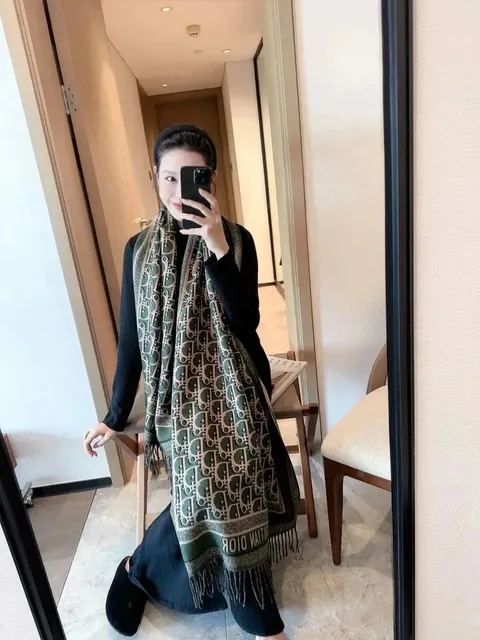 Dior Oblique Scarf Olive Green Monogram