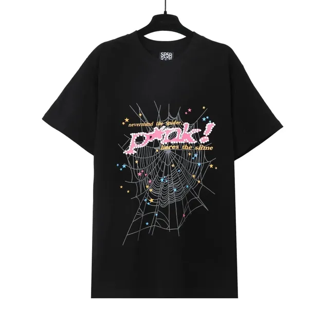 Sp5der Spider Web Graphic Tee Pink Slime Spider Web