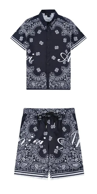Amiri Bandana Print Set Navy and White Paisley