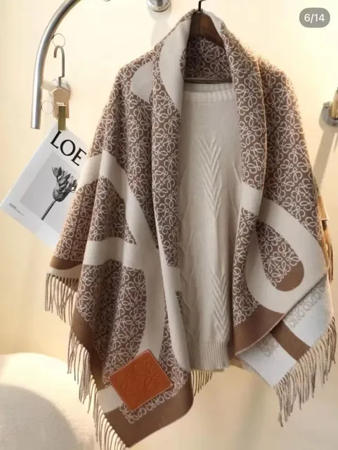 Loewe Anagram Scarf Brown and Beige Logo Print