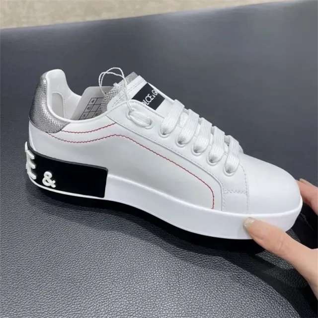 Dolce & Gabbana DG B23 Sneaker White with Red Stitching & Logo Heel