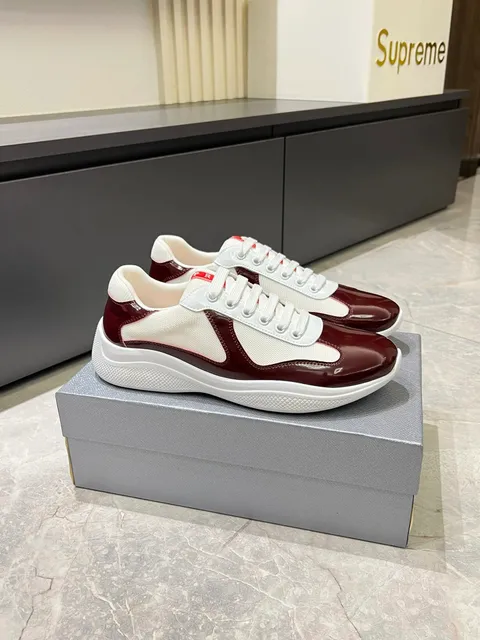 Prada Linea Rossa Sneaker White and Deep Red Patent