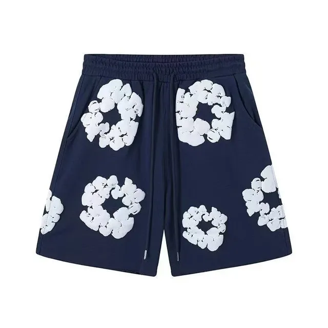 Denim Tears Floral Print Shorts Navy with White Floral Motif