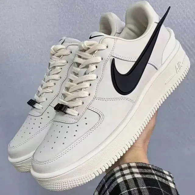 Nike Air Force 1 Low Triple White with Black Swoosh