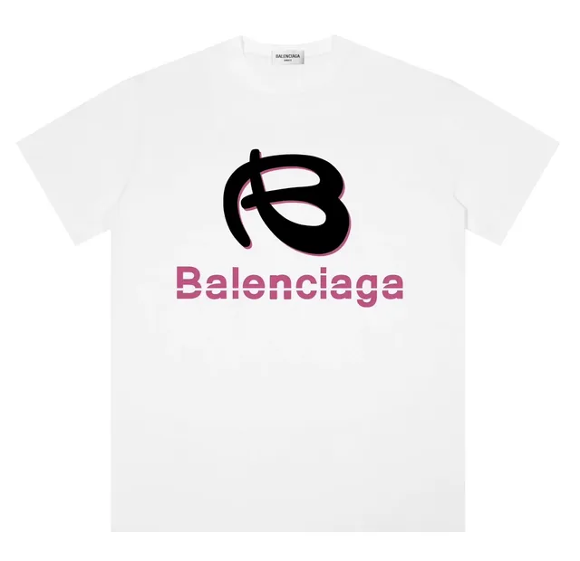 Balenciaga Logo T-Shirt Black and Pink Logo