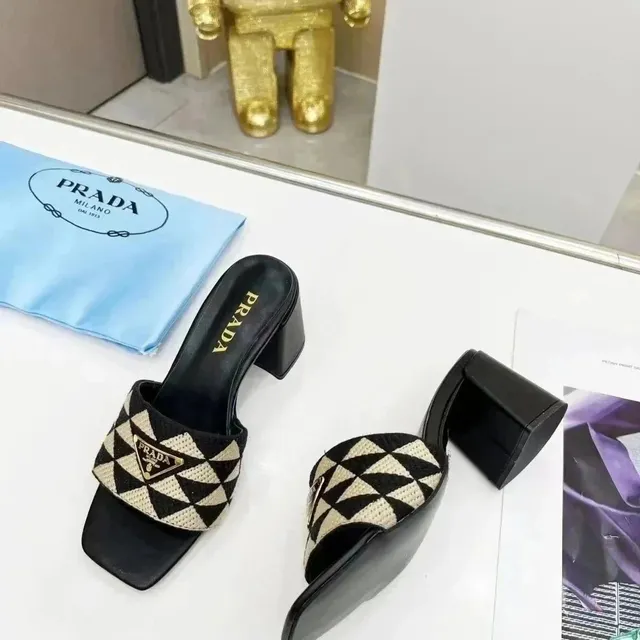 Prada Logo-Embellished Mule Triangle-Weave