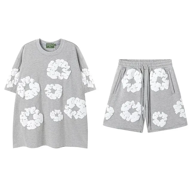 Balenciaga Scrunched Flower Set Grey with White 3D Floral Appliqué