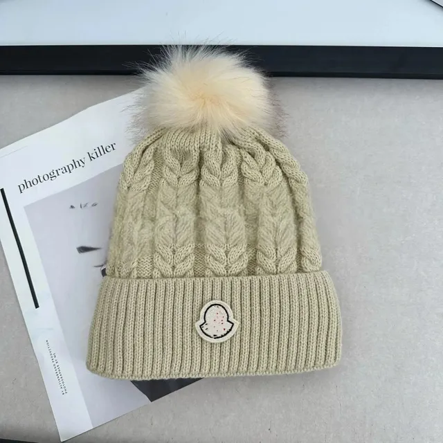 Moncler Cable Knit Beanie Pom-Pom
