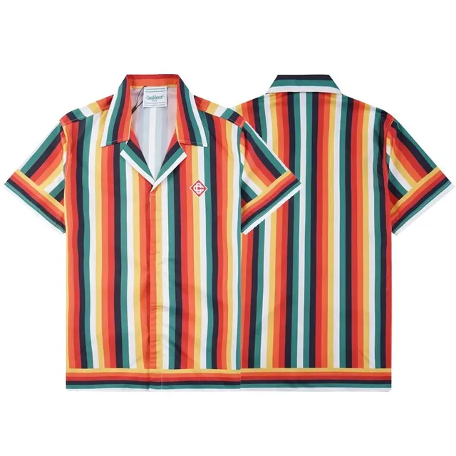 Casablanca Striped Camp Collar Shirt Multicolor Vertical Stripe