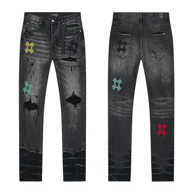 Amiri Distressed Jeans Embroidered Star Patch