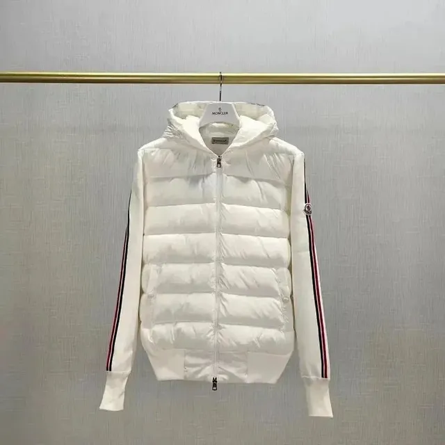 Moncler Down Jacket White with Logo Tape