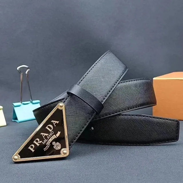 Prada Triangle Logo Belt Saffiano Leather
