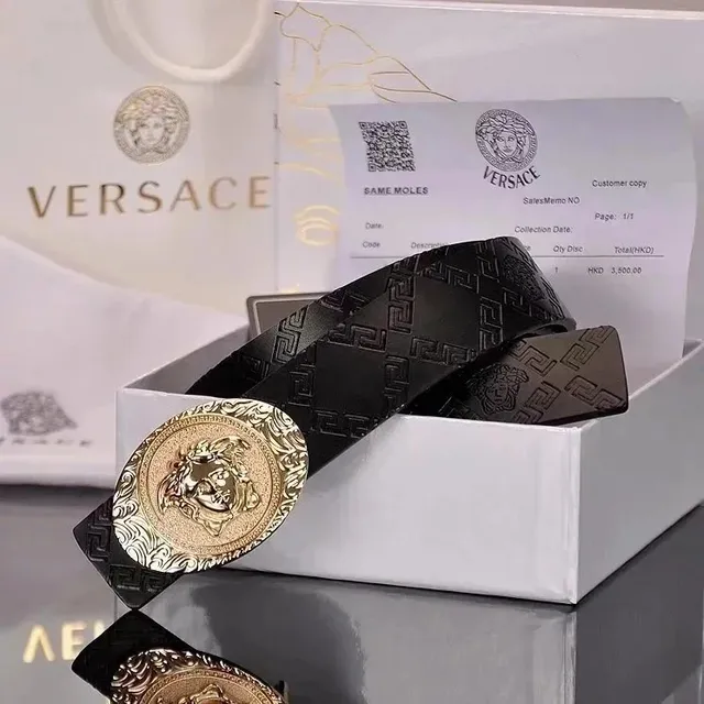 Versace Medusa Belt Embossed Greek Key