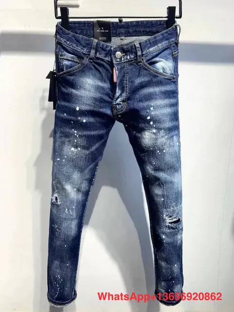 Dsquared2 Slim Fit Jeans Paint Splatter Distressed