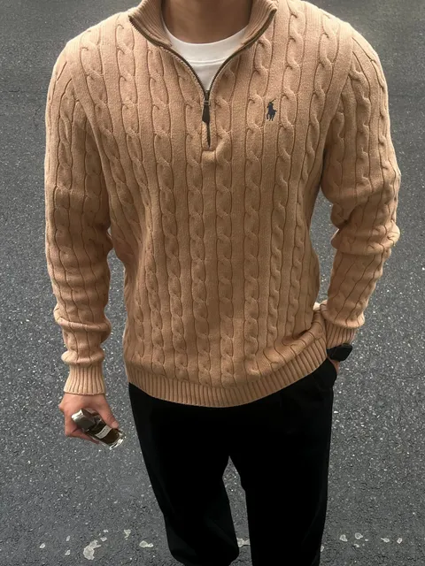 Polo Ralph Lauren Cable Knit Quarter-Zip Sweater Classic Cable