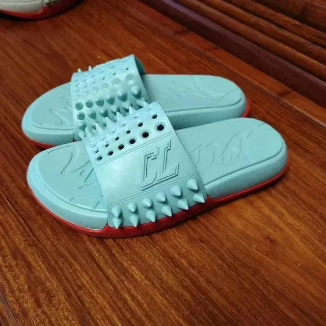 Christian Louboutin Louis Junior Spikes Mint Green with Red Sole