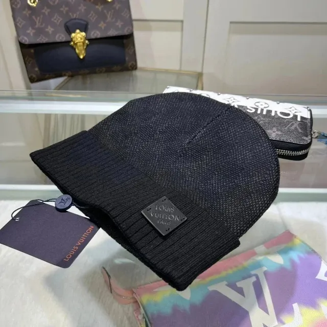 Louis Vuitton Knit Beanie Monogram Canvas Patch