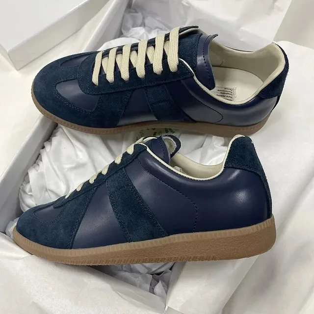 Maison Margiela Future Sneaker Navy Suede and Leather