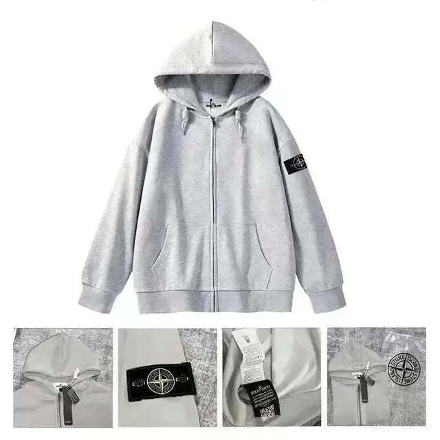 Stone Island Zip-Up Hoodie Grey