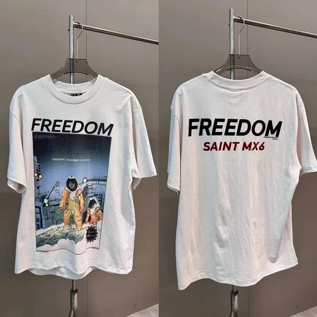 Saint Laurent Graphic T-Shirt Freedom Saint MX6 Print