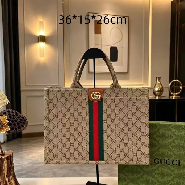 Gucci Tote Bag GG Supreme with Web Stripe