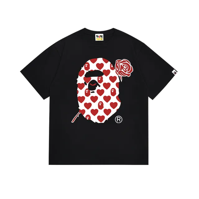 BAPE Ape Head Tee Hearts Rose Print