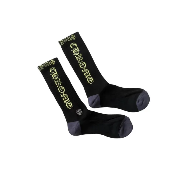 Chrome Hearts Logo Socks Black with Gold Logo