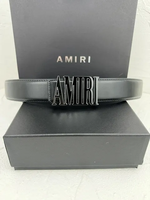 Amiri Logo Belt Black Leather
