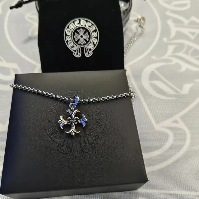 Chrome Hearts Fleur-de-Lis Cross Pendant Enamel Accents
