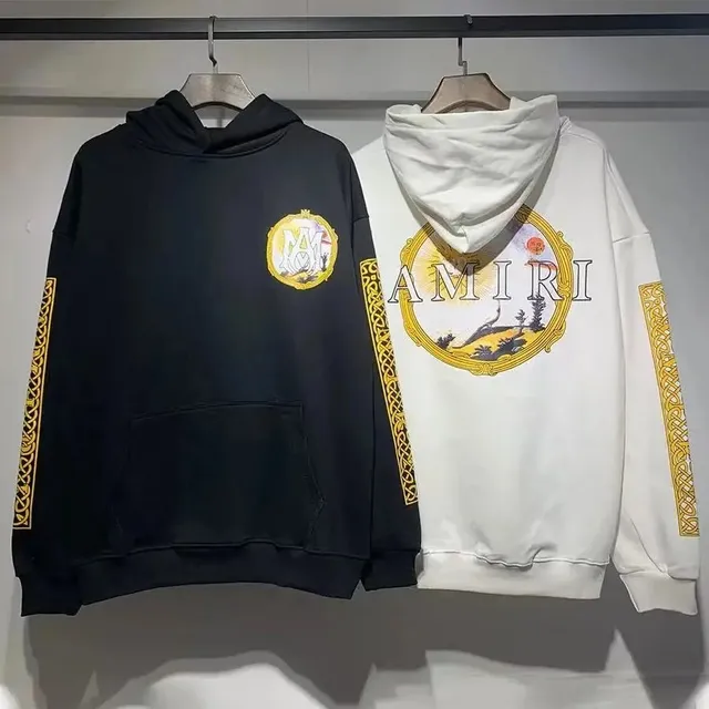 Amiri Hoodie Gold Logo & Sleeve Trim