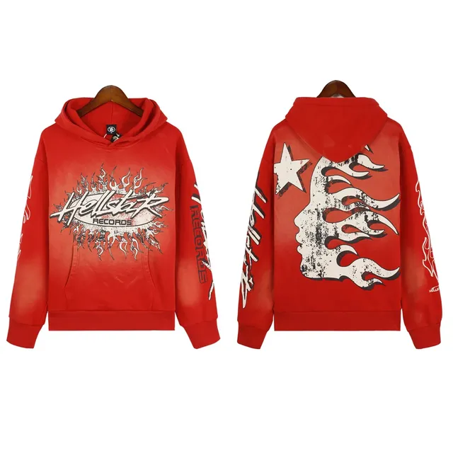 Hellstar Hoodie Flame Print Red