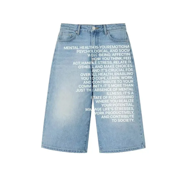 Fear of God Denim Shorts Mental Health Print
