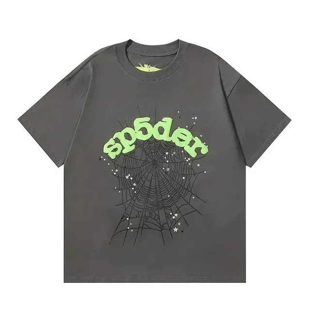Sp5der Spider Web Graphic Tee Neon Green Spider Logo