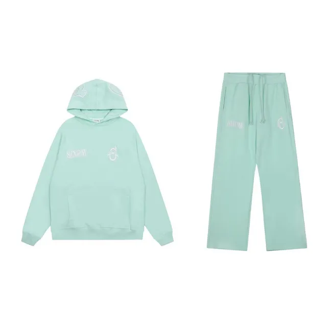 Fear of God Essentials Hoodie and Joggers Set Mint Green Embroidered Logo