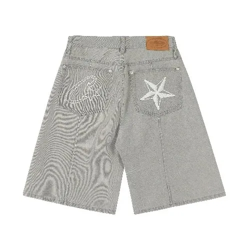 Corteiz Star Shorts Wavy Denim with Embroidered Star
