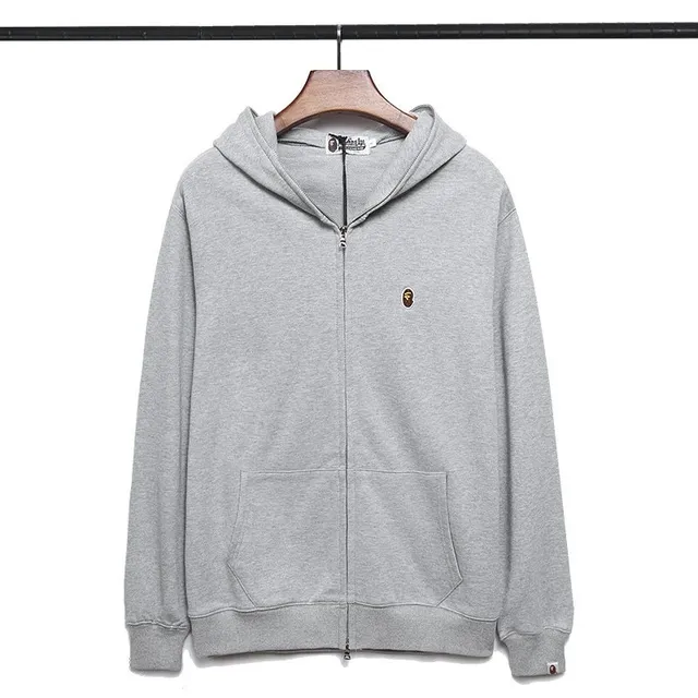 BAPE Full Zip Hoodie Heather Grey